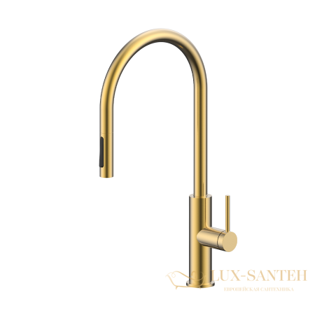 смеситель для кухни сенсорный с выдвижным изливом paulmark senso se215180-sbg, золото светлое брашированное