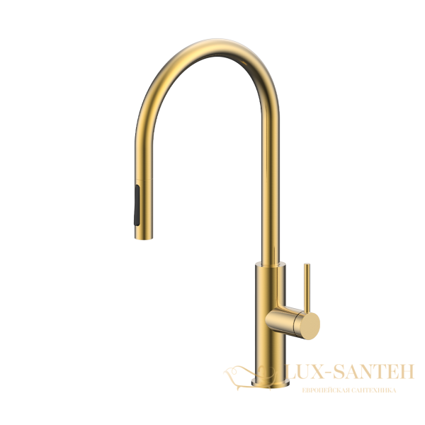 смеситель для кухни сенсорный с выдвижным изливом paulmark senso se215180-sbg, золото светлое брашированное