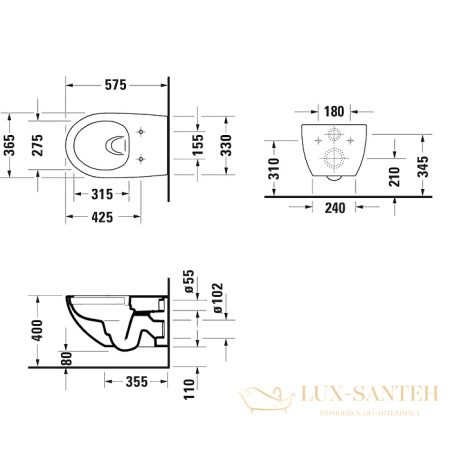 унитаз подвесной duravit architec rimless 45726900a1 безободковый с сиденьем softclose, белый глянцевый