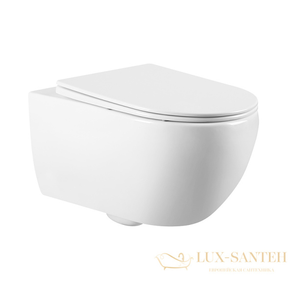 унитаз подвесной безободковый charus skandenborg rimless ewc700-125w, с быстросъемной крышкой с сиденьем, микролифт,белый глянцевый