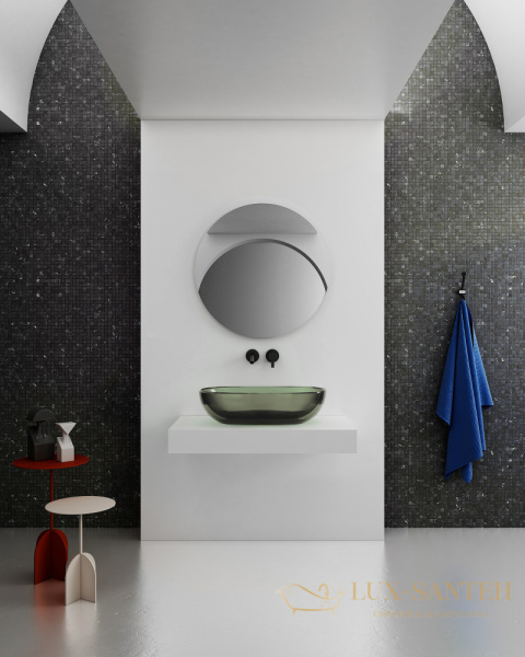 раковина накладная прозрачная abber kristall at2805vesuvian, 60х40 см, оливковый