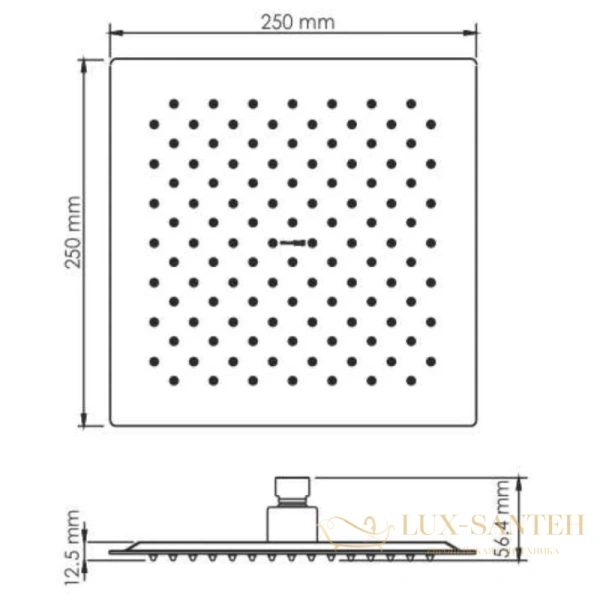 верхний душ wasserkraft mindel a254 250 мм, белый матовый