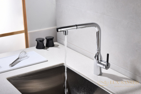 смеситель для кухни под фильтр с выдвижным изливом paulmark viper vi213105-cr, хром