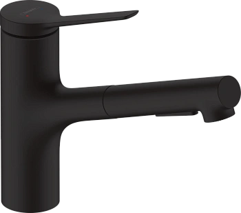 смеситель для кухни hansgrohe zesis m33 74800670 с вытяжным душем, матовый черный