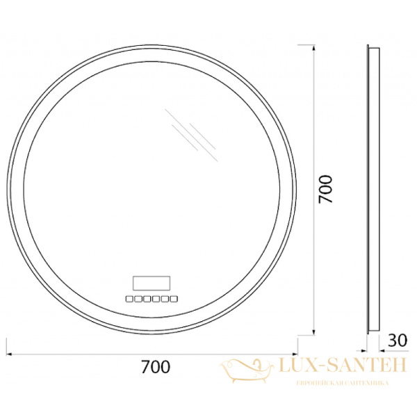 зеркало belbagno spc spc-rng-700-led-tch-rad с подсветкой, с сенсорным выключателем, с bluetooth, с термометром, с радио
