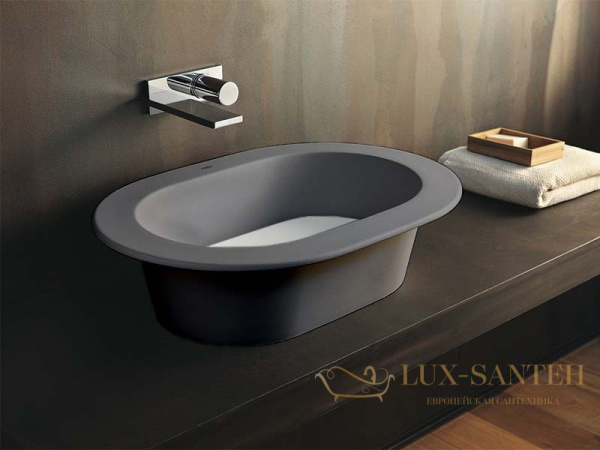 раковина накладная/ встраиваемая cielo amadeo ovale amla65 ba, 650x450x170h мм, basalto