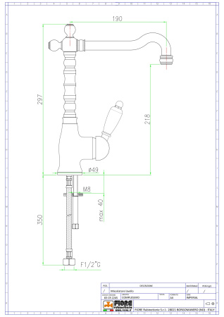 смеситель fiore imperiale 83oo5225 для раковины без донного клапана, золото