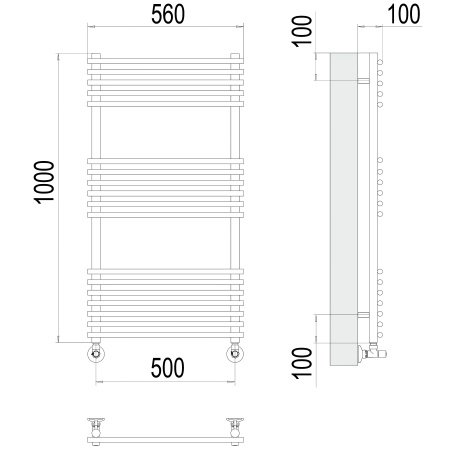 полотенцесушитель водяной terminus ватра 4670078530554 п18 500x1000
