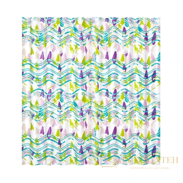 штора wasserkraft wern sc-25101 для ванной комнаты, белый, салатовый, синий, фиолетовый