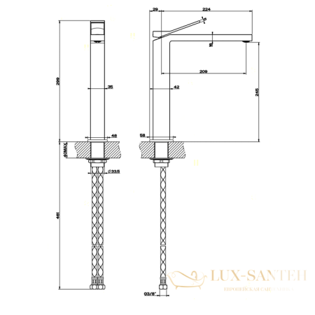 смеситель высокий для раковины gessi rettangolo k 53005.031, хром
