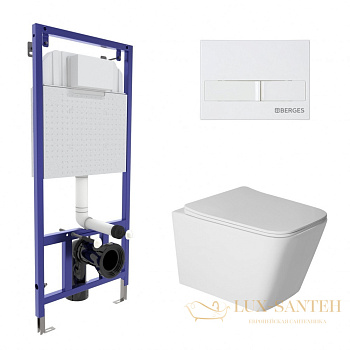 комплект berges 043387: подвесной унитаз sigma с системой инсталляции novum 525 и панелью смыва, белый