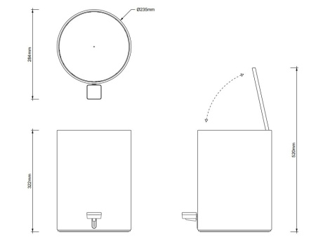 ведро для мусора decor walther te 50 0613600 12 л, хром
