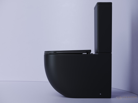 унитаз напольный безободковый ceramica nova metropol cn4001mb, с бачком и сиденьем микролифт, черный матовый