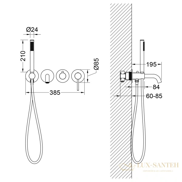 смеситель для ванны встраиваемый timo saona 2314/13ysm, никель брашированный