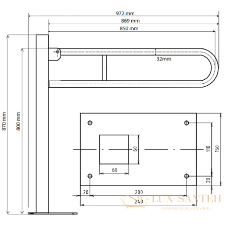 поручень bemeta help 301107321, нержавеющая сталь глянцевая