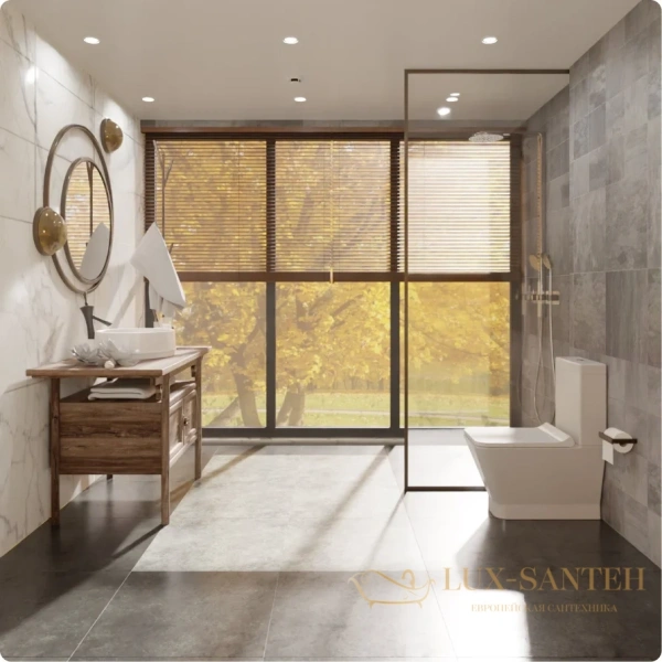 унитаз напольный безободковый aquame aqm1005, в комплекте c сиденьем softclose, горизонтальный выпуск, белый глянцевый