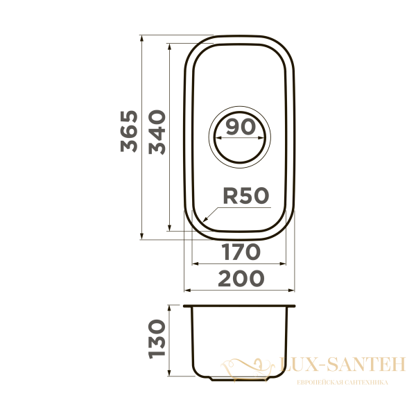 кухонная мойка omoikiri omi 20-u-in нерж.сталь х нержавеющая сталь, 4997022