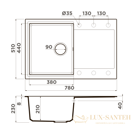 кухонная мойка omoikiri daisen 78t-gr tetogranit х leningrad grey, 4993584