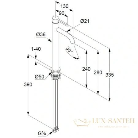 смеситель для раковины kludi nova fonte pura 202983915 без донного клапана, черный матовый