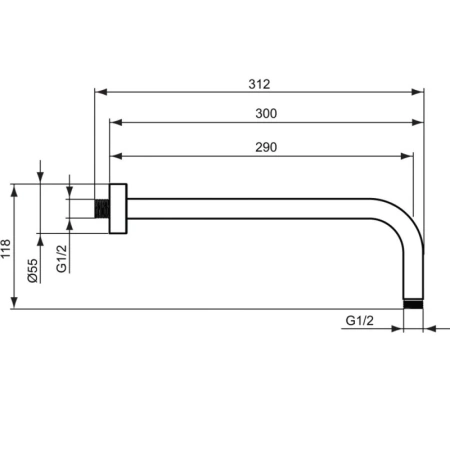 кронштейн ideal standard idealrain b9444aa для верхнего душа 300 мм l1, хром