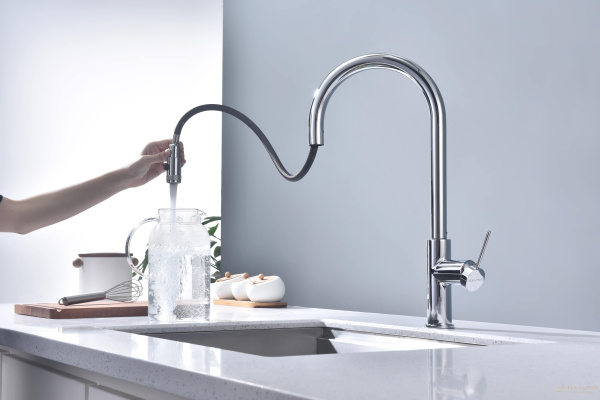 смеситель для кухни под фильтр с выдвижным изливом paulmark galant ga213077-cr, хром