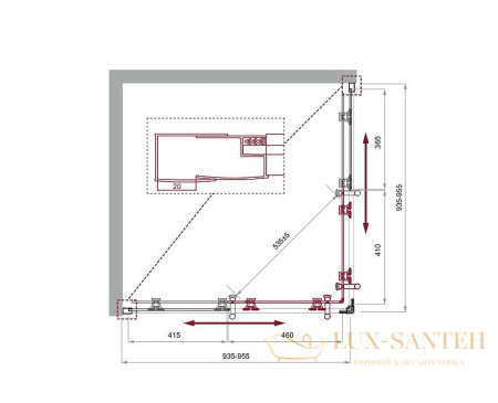 душевой уголок belbagno uno uno-195-a-2-95-c-cr 95х95 см профиль хром, стекло прозрачное 