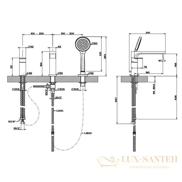 смеситель на борт ванны gessi emporio via manzoni 38634.299, black xl