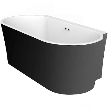 акриловая ванна belbagno bb409-1700-800-w/nm 170x80 без гидромассажа, белый матовый, черный матовый