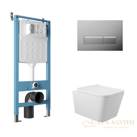 комплект aqueduto aqds198, инсталляция tecnica novo, панель смыва retangulo novo, хром, унитаз macio сиденье микролифт, белый