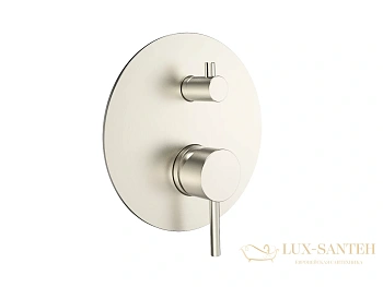 смеситель для душа встраиваемый aquame aqm8803bn, на 2 выхода, со встроенной частью, никель брашированный