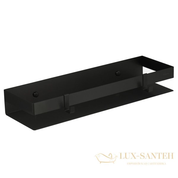 полка для душа lemark shelf line 9772053, 400 мм с крючками, черная матовая