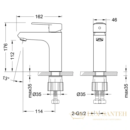 смеситель для умывальника lemark point lm0306c монолитный, хром