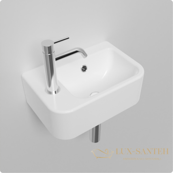 раковина подвесная aquame, aqm5006l, 375*245 мм, 1 отверстие под смеситель, левосторонняя, белый глянцевый