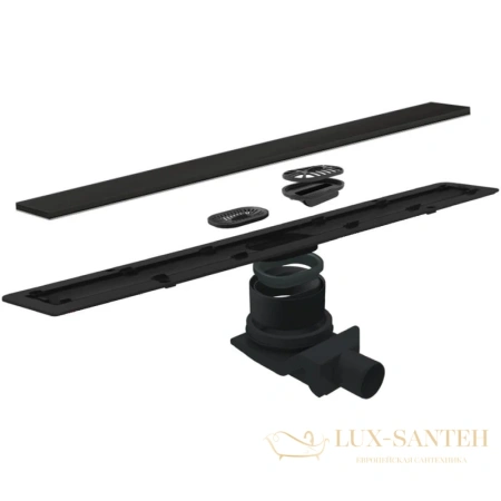 душевой канал bettoserb confluo frameless black glass line 13701203 550 мм, матовый хром, черный глянец