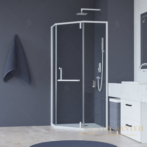 душевой уголок rgw hotel 350608400-15 ho-084w 100х100, профиль белый, стекло прозрачное