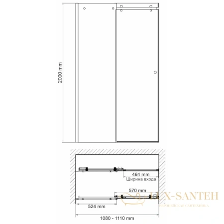 душевая дверь wasserkraft vils 56r13 110 см 