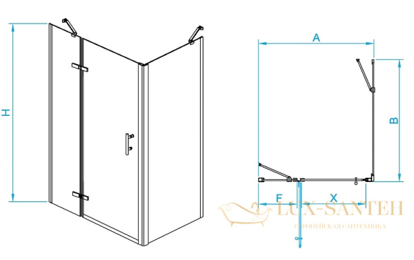 душевой уголок rgw passage 410877199-084l pa-77-1b l 90x90, профиль черный, стекло прозрачное