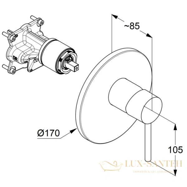 смеситель kludi bozz white 386555376 для душа встраиваемый, белый матовый