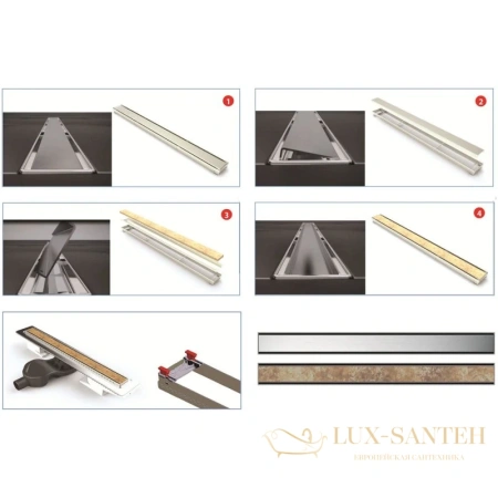 душевой канал berges b1 keramik 090020 900 мм, 2 в 1 с основой под плитку, матовый хром