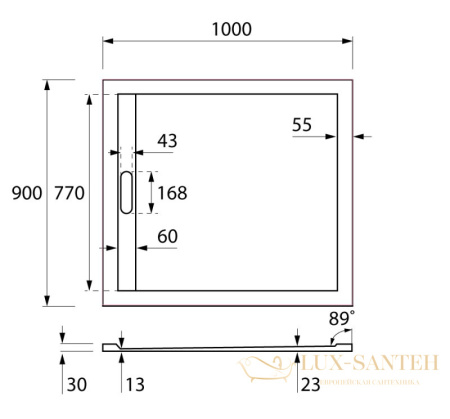 экран для поддона из искусственного мрамора cezares tray-as-ah-120/90-100-scr, белый
