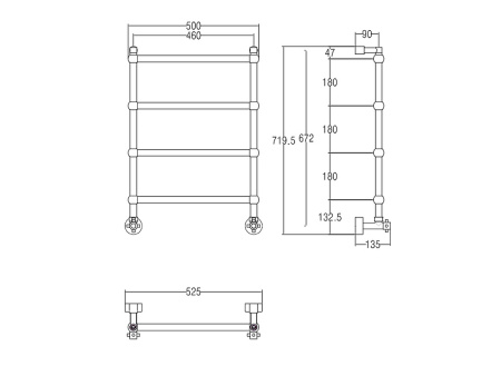 полотенцесушитель водяной margaroli sereno 442ts4604cr, высота 71.95 см, ширина 52.5 см, хром