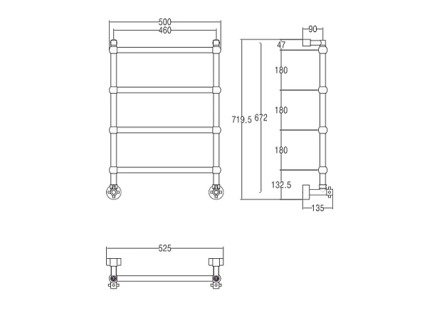 полотенцесушитель водяной margaroli sereno 442ts4604cr, высота 71.95 см, ширина 52.5 см, хром