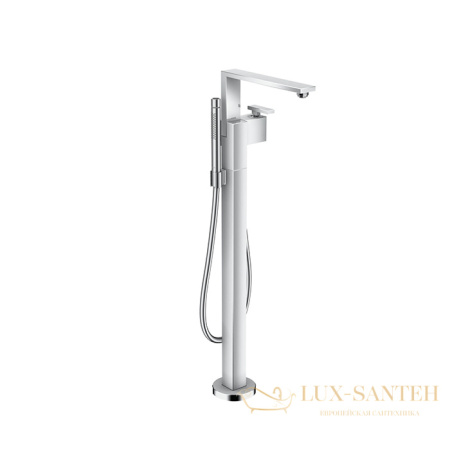 смеситель для ванны напольный axor edge, 46440000, с ручным душем, излив 255 мм, хром