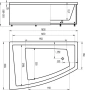 акриловая ванна aquatek оракул 180x125 rk180-0000006 левая, с фронтальным и боковым экраном
