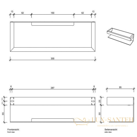 полка для душа 300 мм, decor walther contract da30, 0651576, нержавеющая сталь pvd