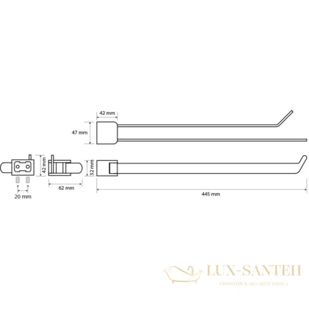 полотенцедержатель bemeta organic 167004100 44,5 см, поворотный, двойной, черный матовый