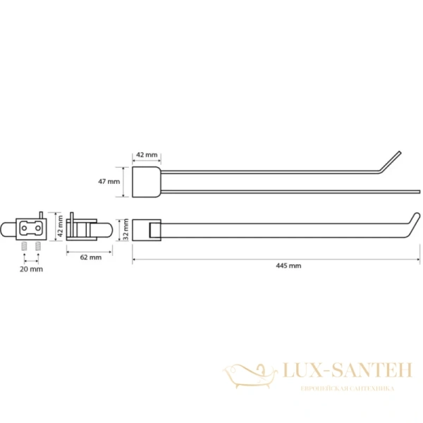 полотенцедержатель bemeta organic 167004100 44,5 см, поворотный, двойной, черный матовый