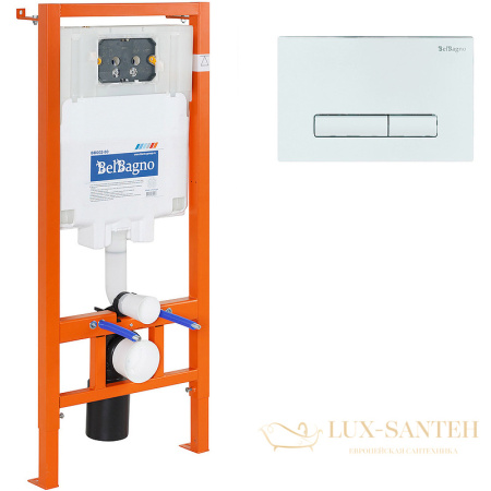 комплект унитаза с инсталляцией belbagno due bb3103chr/sc/bb002-80/bb018-gv-bianco с сиденьем микролифт и клавишей смыва, белый