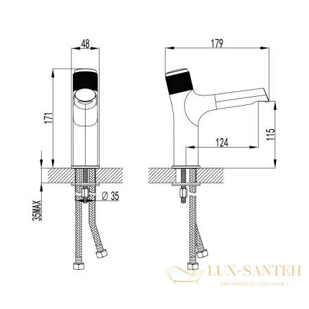 смеситель для умывальника lemark project lm4676c кнопочный, монолитный, хром