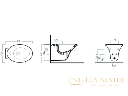 биде подвесное hatria sculture y0bf01, с креплениями в комплекте, 40х60 см, белый глянцевый